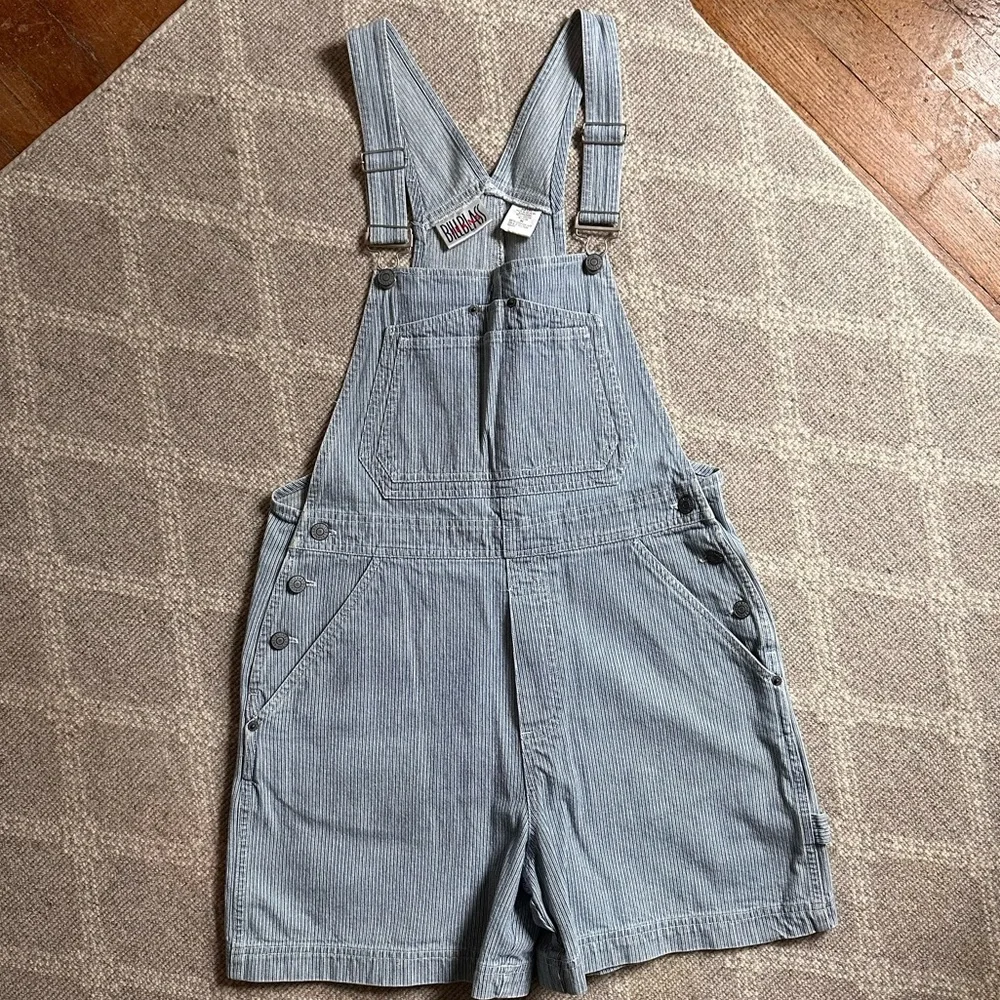 Vintage Women’s Bill Blass Light Blue Striped Overalls - Picture 1 of 4